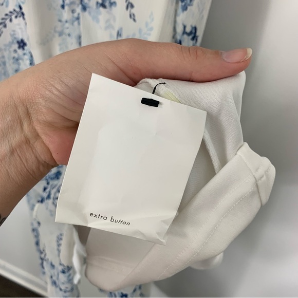 Calvin Klein High Low Midi Dress White Blue Floral Print Size 8 - Picture 9 of 12